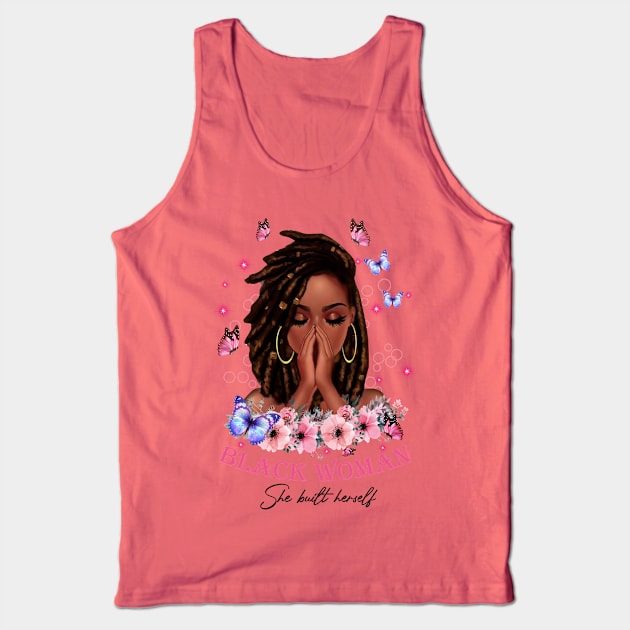 She built herself, Black Girl, Black Girl Magic, Black Women Tank Top by UrbanLifeApparel